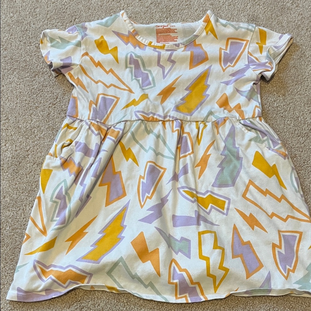 Cat & Jack Multicolor Lightning Dress with pockets!! Size 6-7